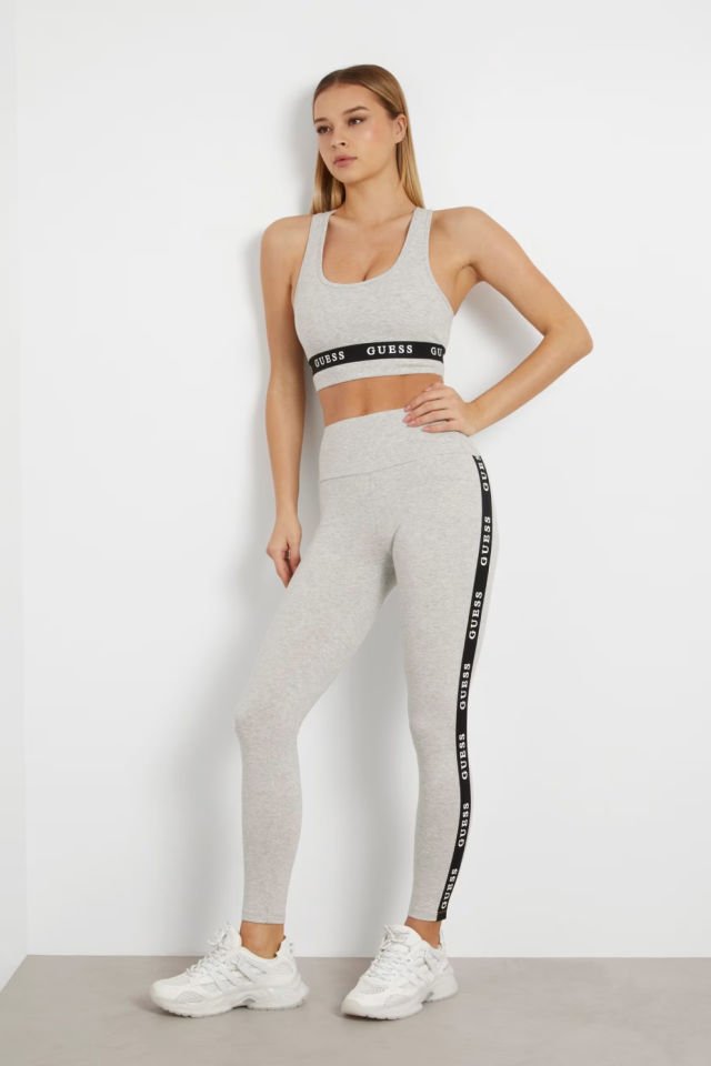 Guess Esnek Jarse Logolu Active Sütyen Gri