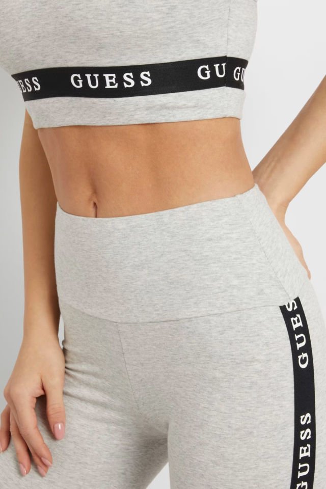 Guess Esnek Jarse Logolu Active Sütyen Gri