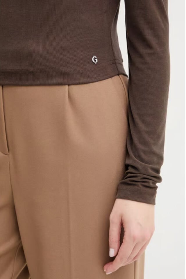 Guess Uzun Kollu Milena Önü Fiyonklu Kadın Kagverengi Bluz