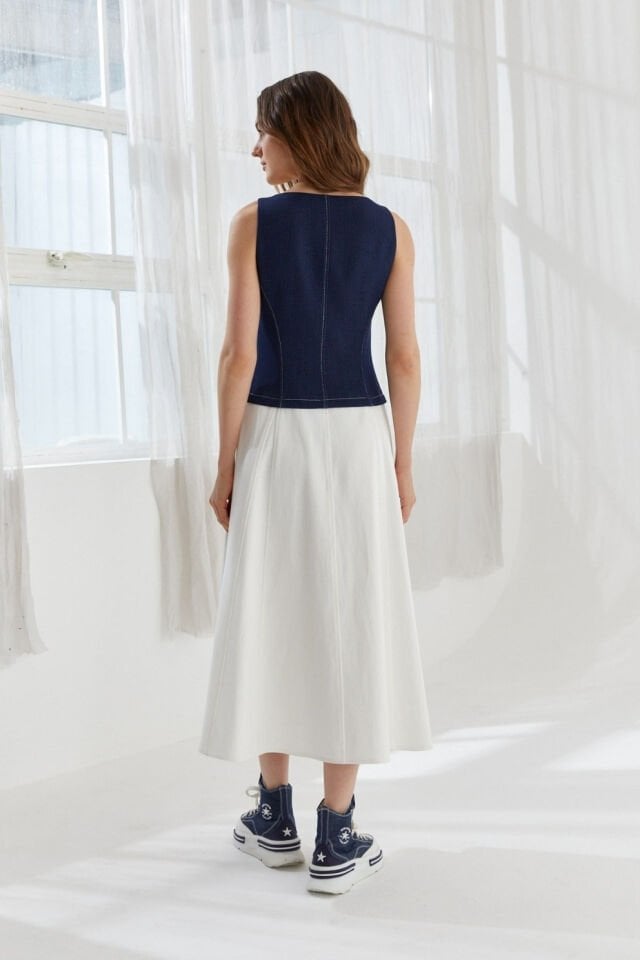 Naar Elbise Ekru Lacivert