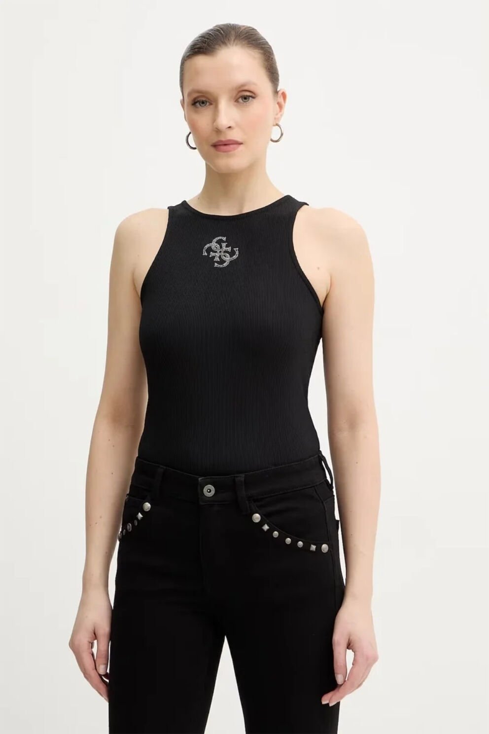 Guess  Fitilli Örgü Üst Siyah