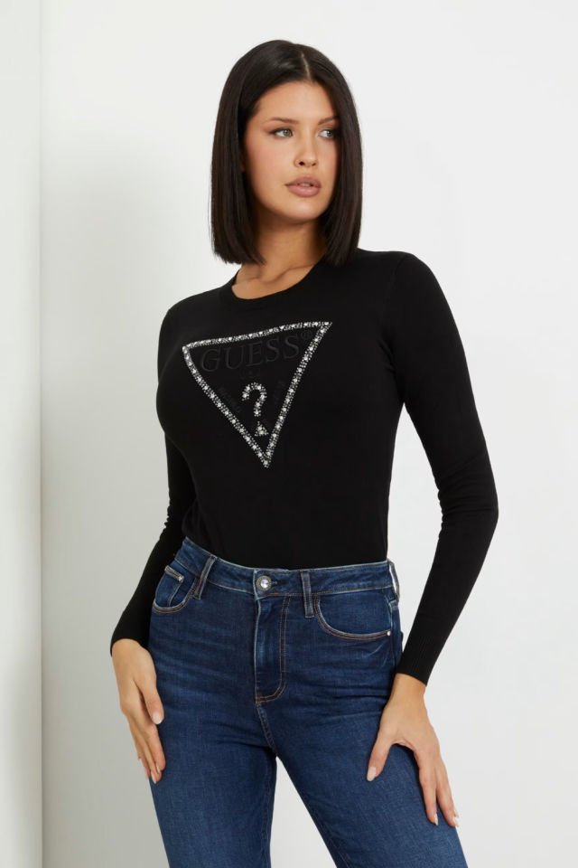 Guess Üçgen Logolu Kazak Siyah