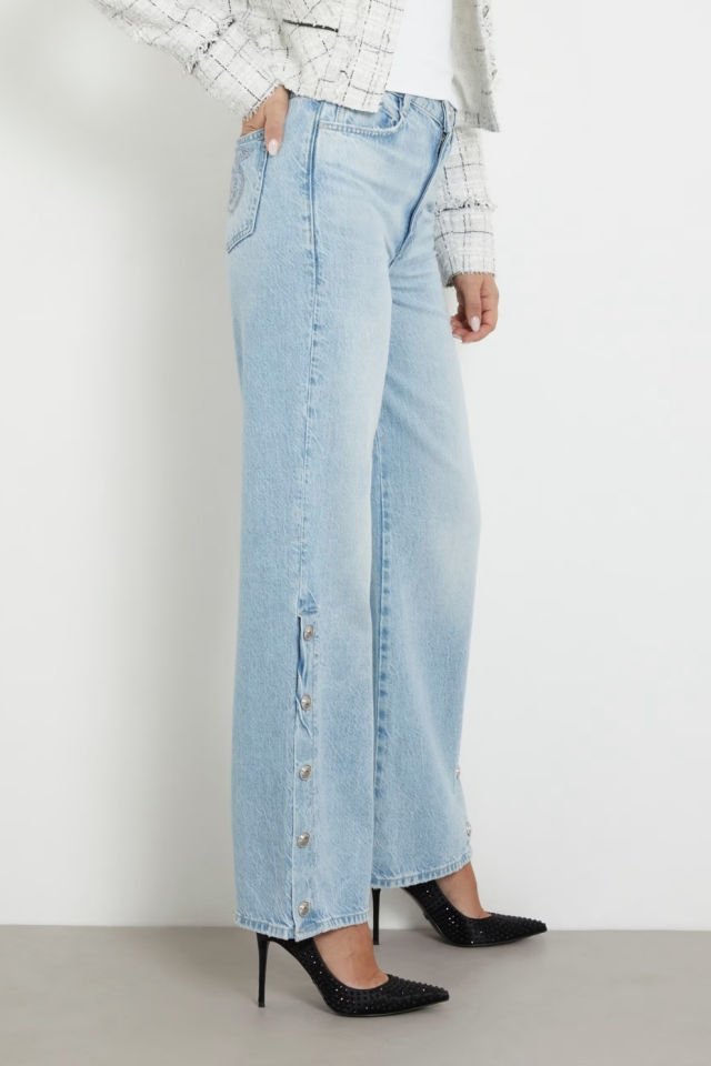 Guess Normal Bel Bol Paça Jean Pantolon Mavi