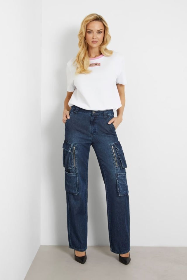 Guess Taşlı Logolu T-shirt Beyaz