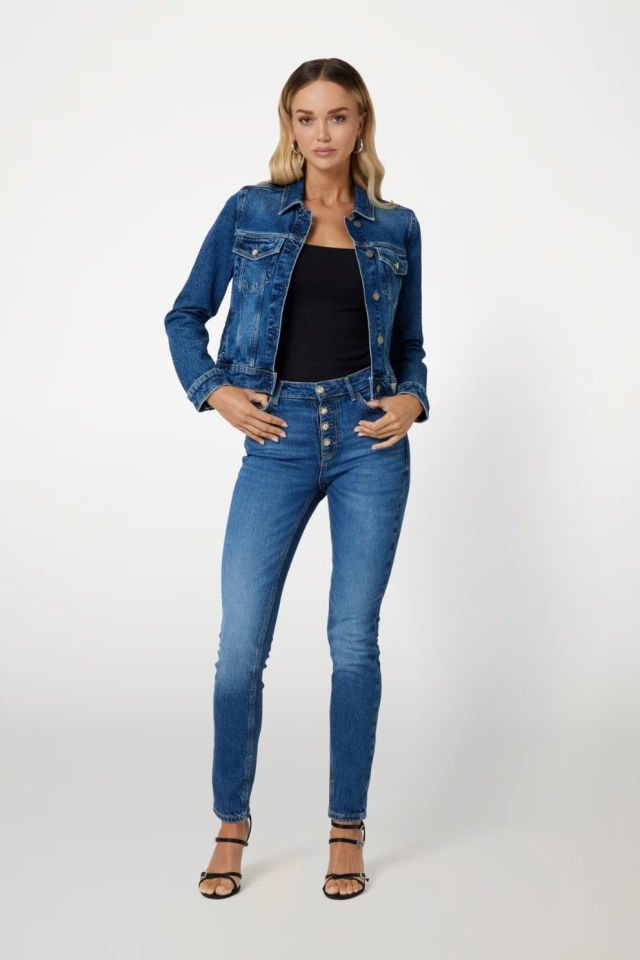 Guess Regular Fit Denim Ceket Mavi