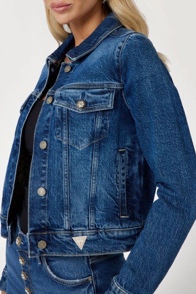 Guess Regular Fit Denim Ceket Mavi