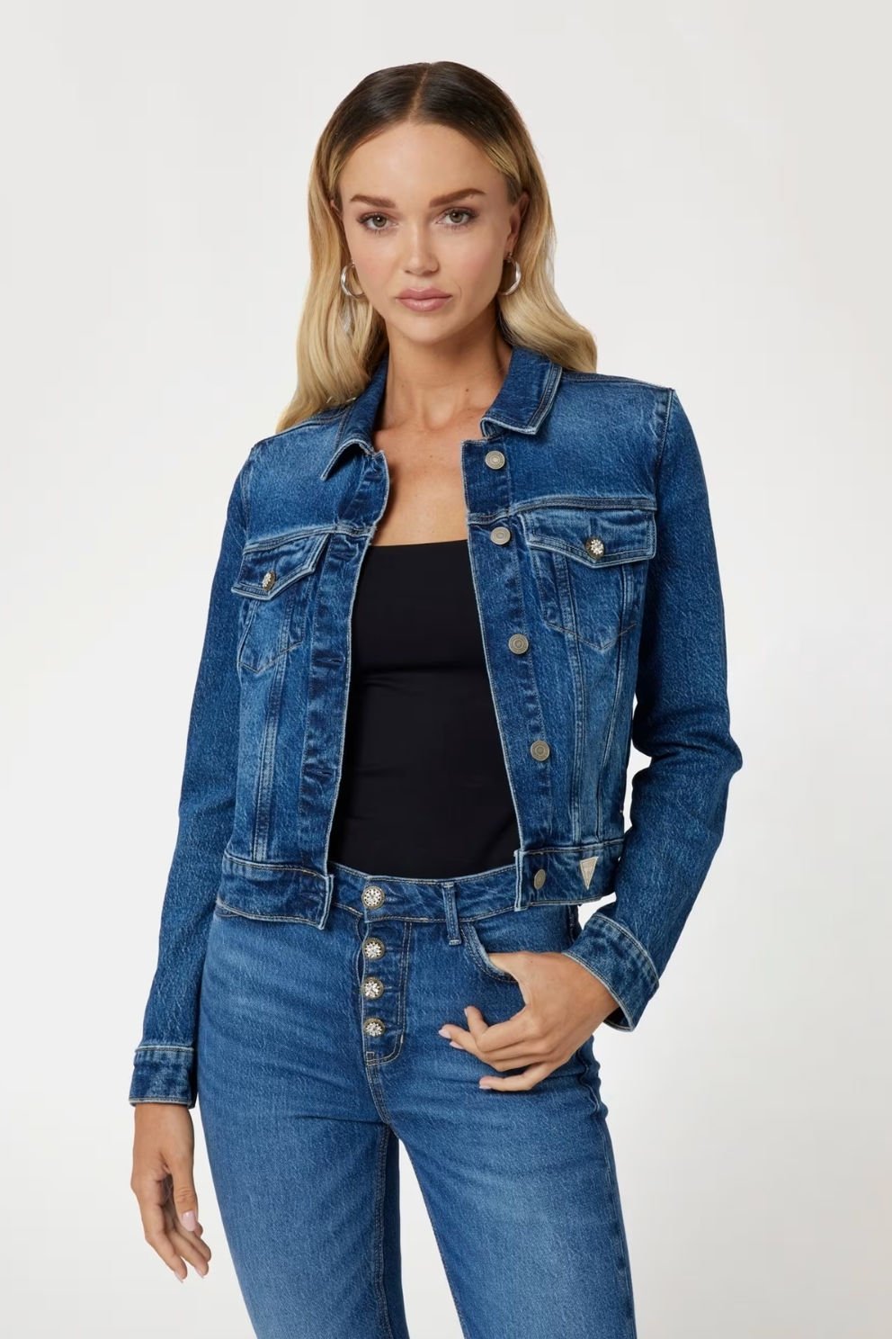 Guess Regular Fit Denim Ceket Mavi