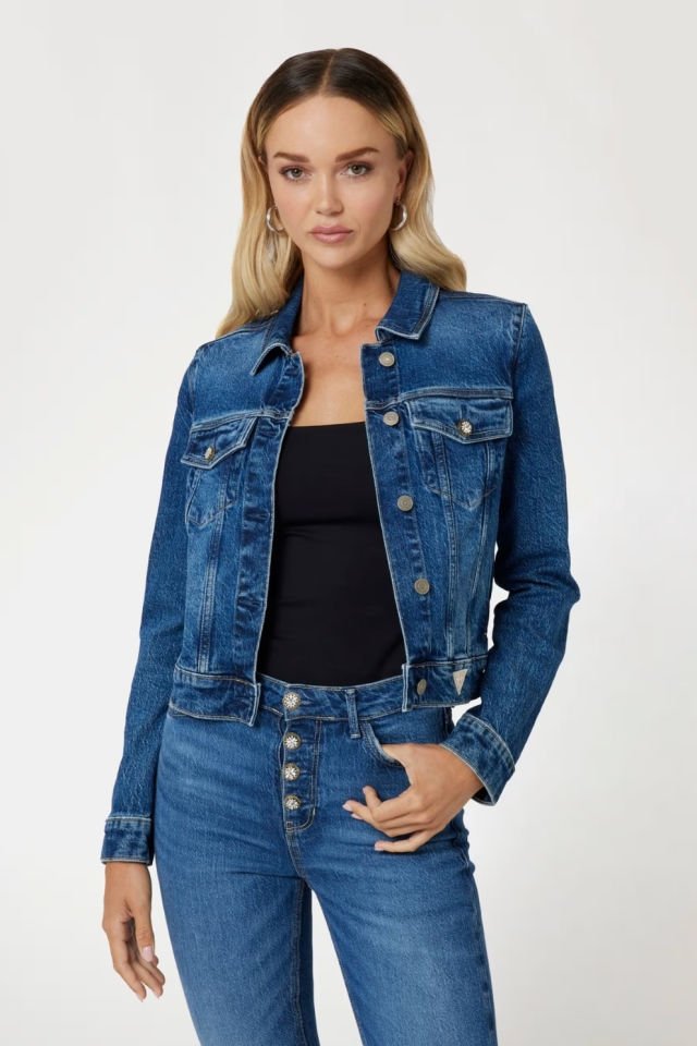 Guess Regular Fit Denim Ceket Mavi