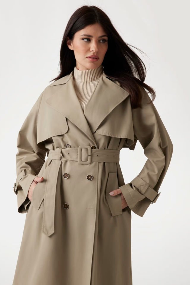 Guess Kruvaze Trençkot Yeşil