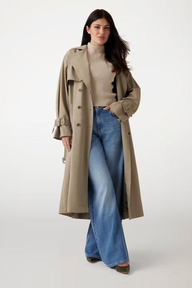 Guess Kruvaze Trençkot Yeşil