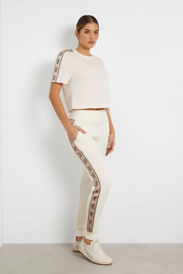 Guess Yanı Logolu Jogger Pantolon Krem
