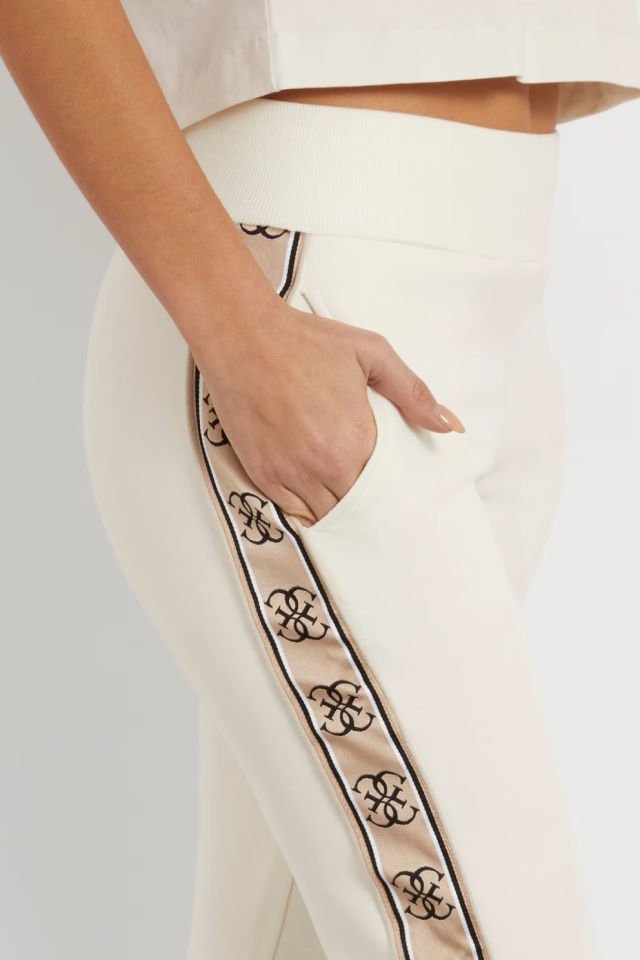 Guess Yanı Logolu Jogger Pantolon Krem