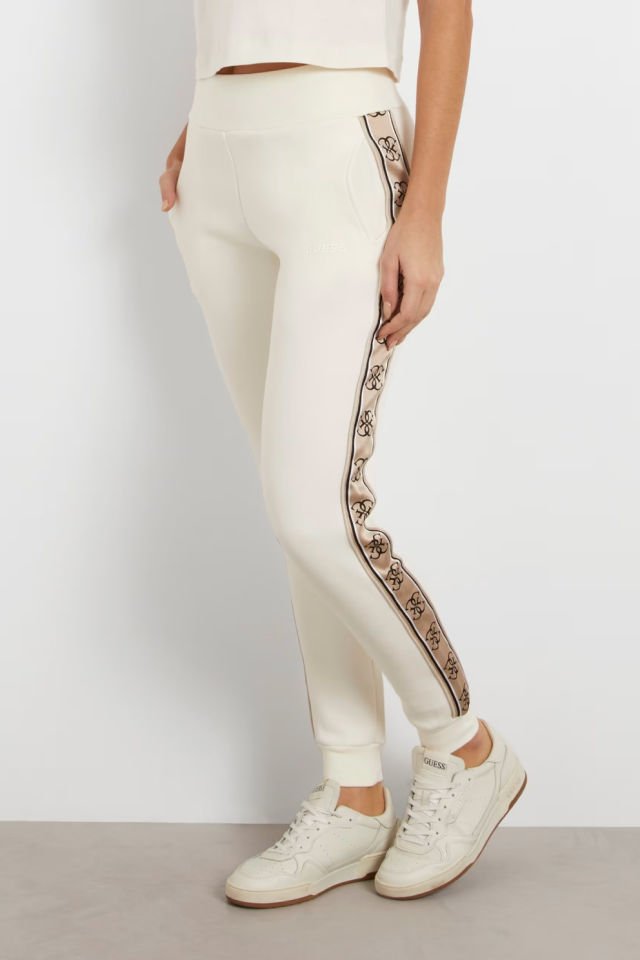 Guess Yanı Logolu Jogger Pantolon Krem
