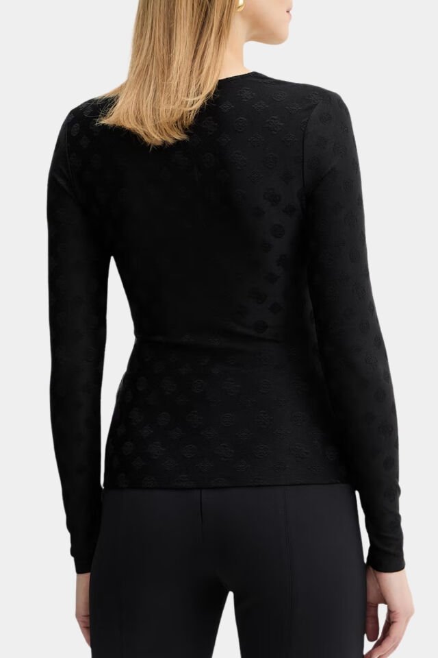 Guess Logo Jakarlı Üst Siyah