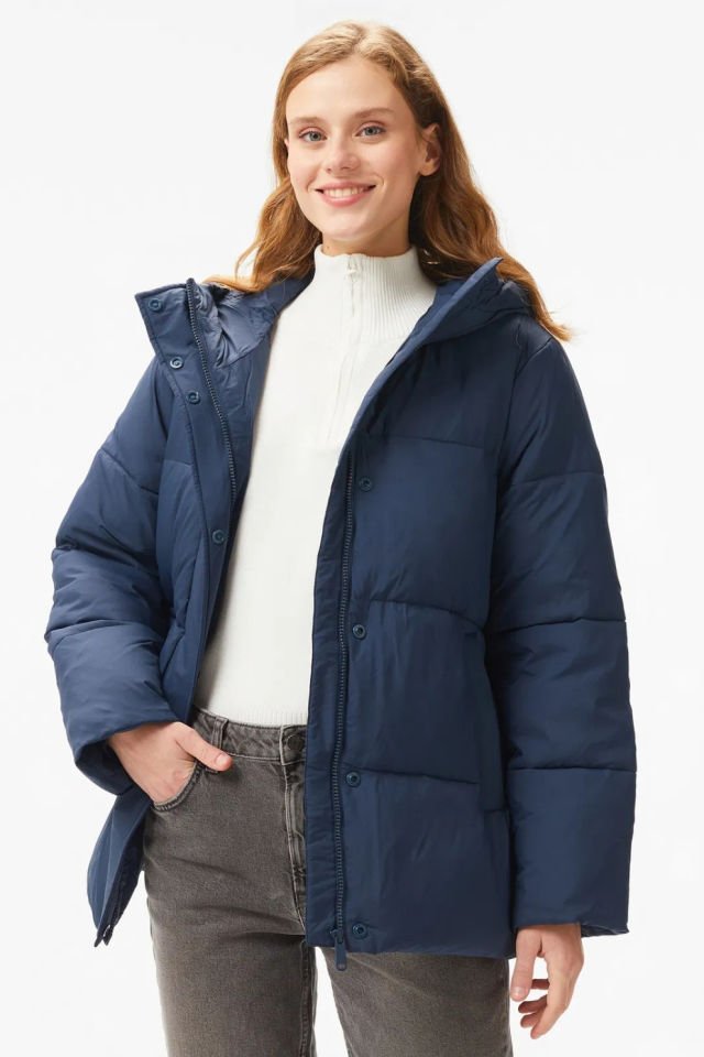Calvin Klein Jeans Puffer Kadın Lacivert Mont