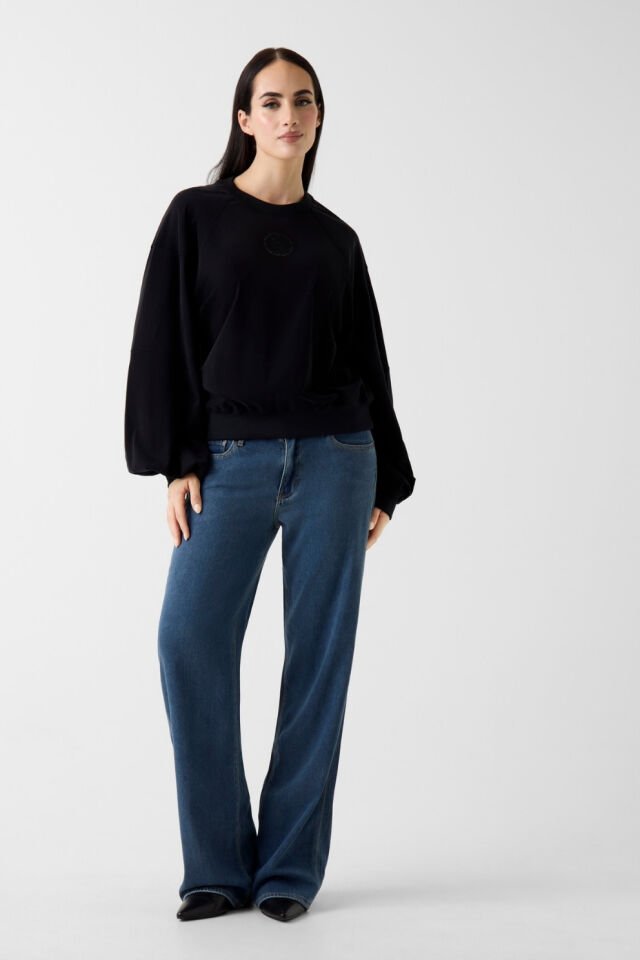 Guess Hacimli Kollu Siyah Renkli Sweatshirt