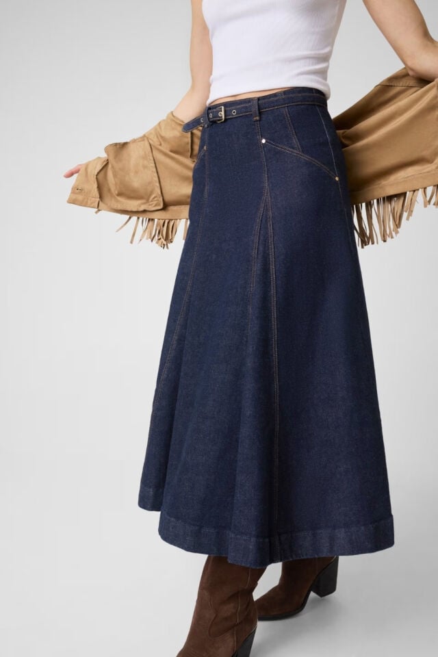 Guess Denim Midi Etek Koyu Mavi