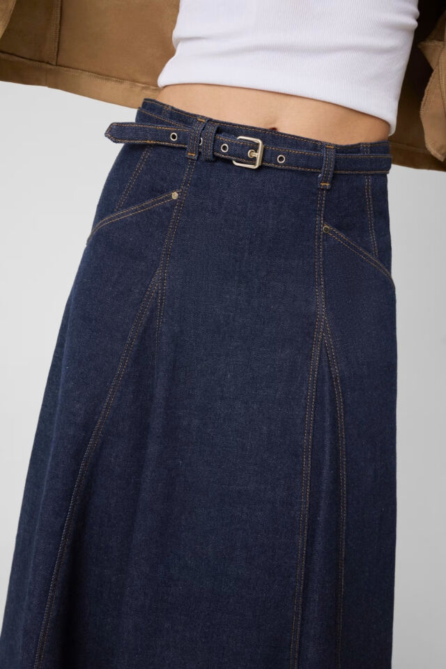 Guess Denim Midi Etek Koyu Mavi