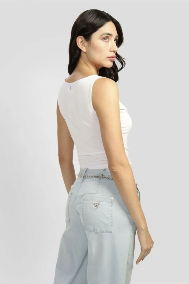 Guess Fitted Kolsuz Üst Beyaz