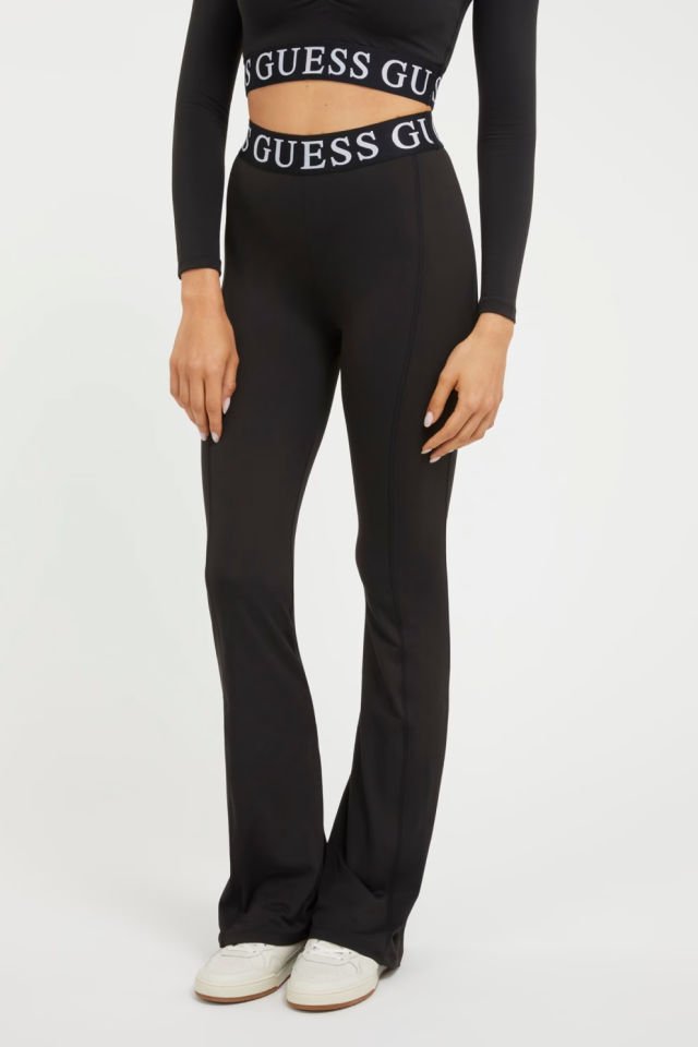 Guess Şerit Logolu İspanyol Paça Pantolon Siyah