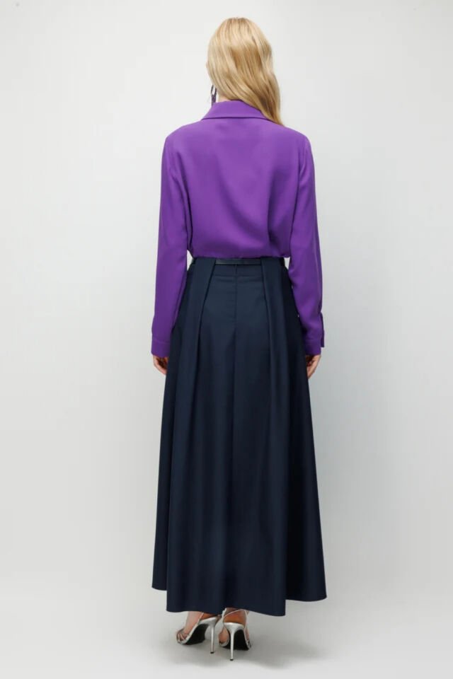 Ghisa Pilikaşe Görünümlü Etek Lacivert