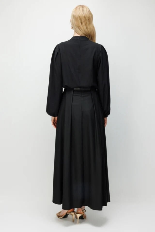 Ghisa Pilikaşe Görünümlü Etek Siyah