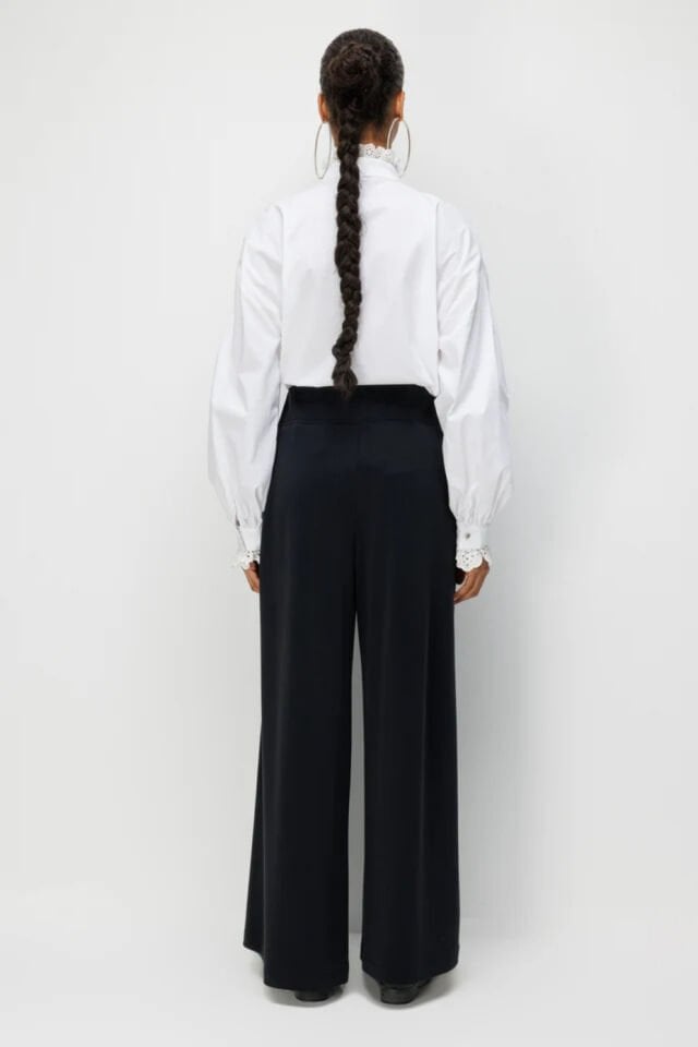 Ghisa Pilikaşeli Geniş Pantolon Siyah