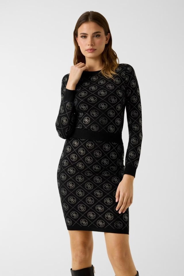 Guess 4G Taşlı Kazak Siyah