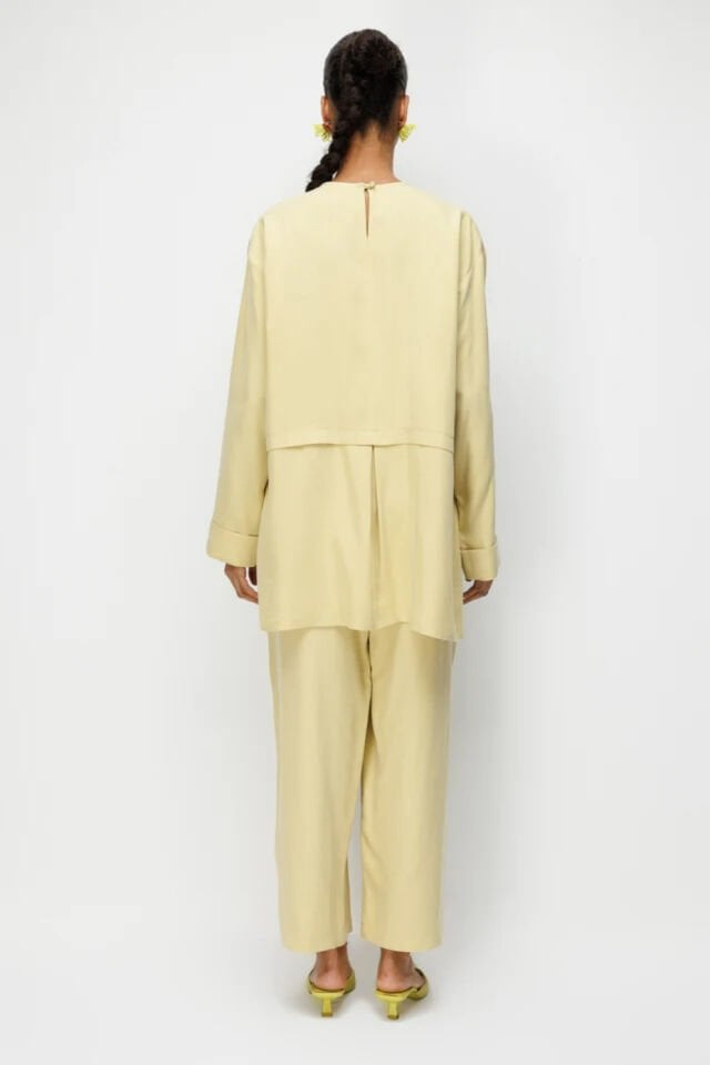 Ghisa Düğme Detaylı Oversize Takım Sarı
