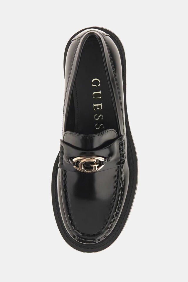 Guess Yanika Logo Yazılı Makosen Ayakkabı Siyah