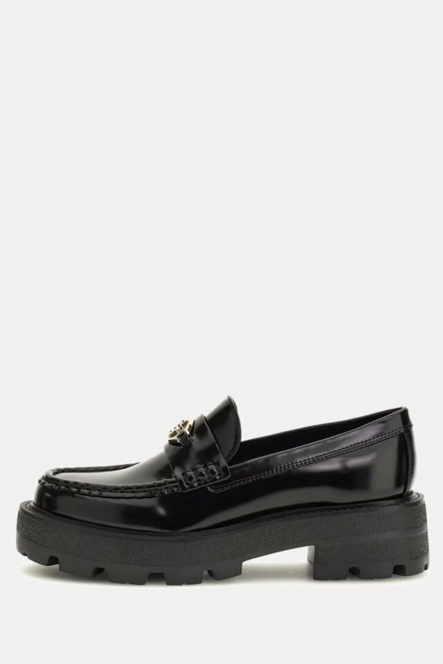 Guess Yanika Logo Yazılı Makosen Ayakkabı Siyah