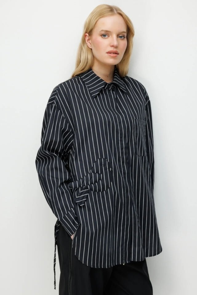 Ghisa Kuş Detaylı Tunik Siyah Beyaz