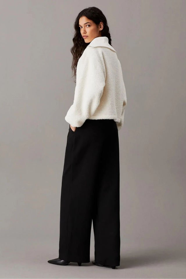 Calvin Klein Terry Fermuarlı Sweatshirt Beyaz