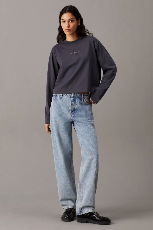 Calvin Klein Bisiklet Yaka Regular Fit Marka Logolu Uzun Kollu Siyah