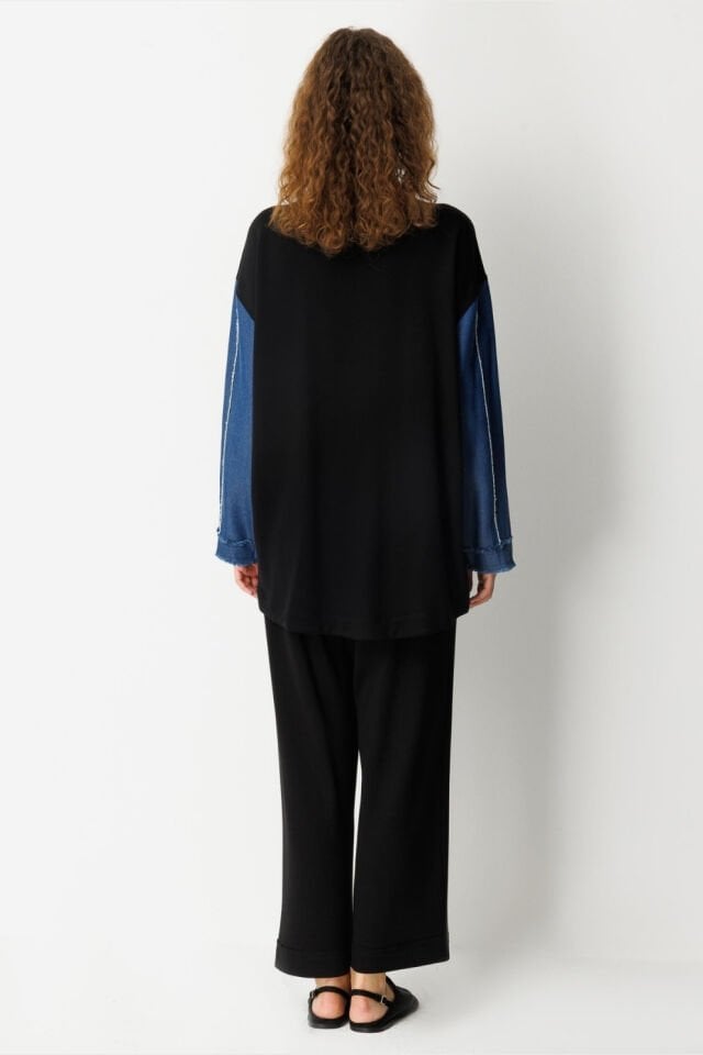 Ghisa Payetli Fiyonk Detaylı Takım Siyah