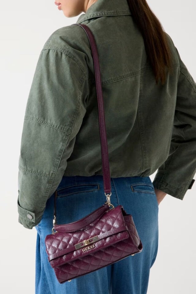 Guess Idra 4G Logo Mini El Çantası Bordo