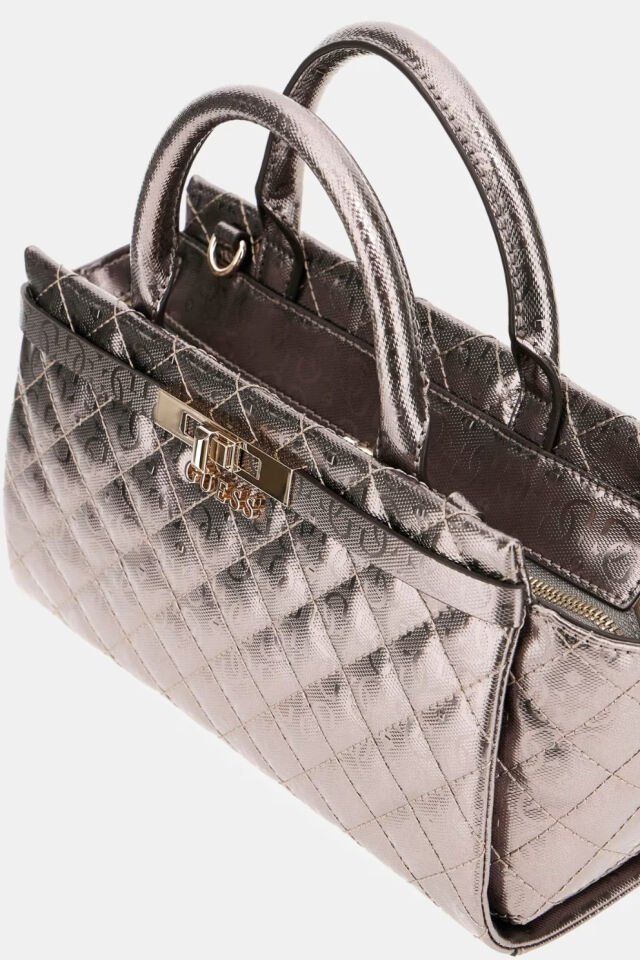 Guess Idra 4G Logolu Patentli Çanta Gümüş