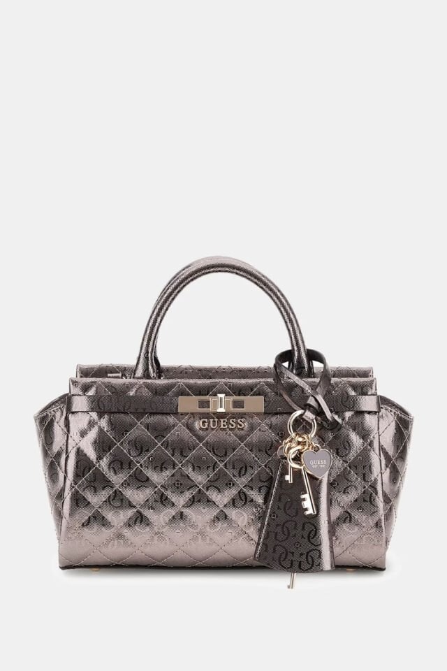 Guess Idra 4G Logolu Patentli Çanta Gümüş