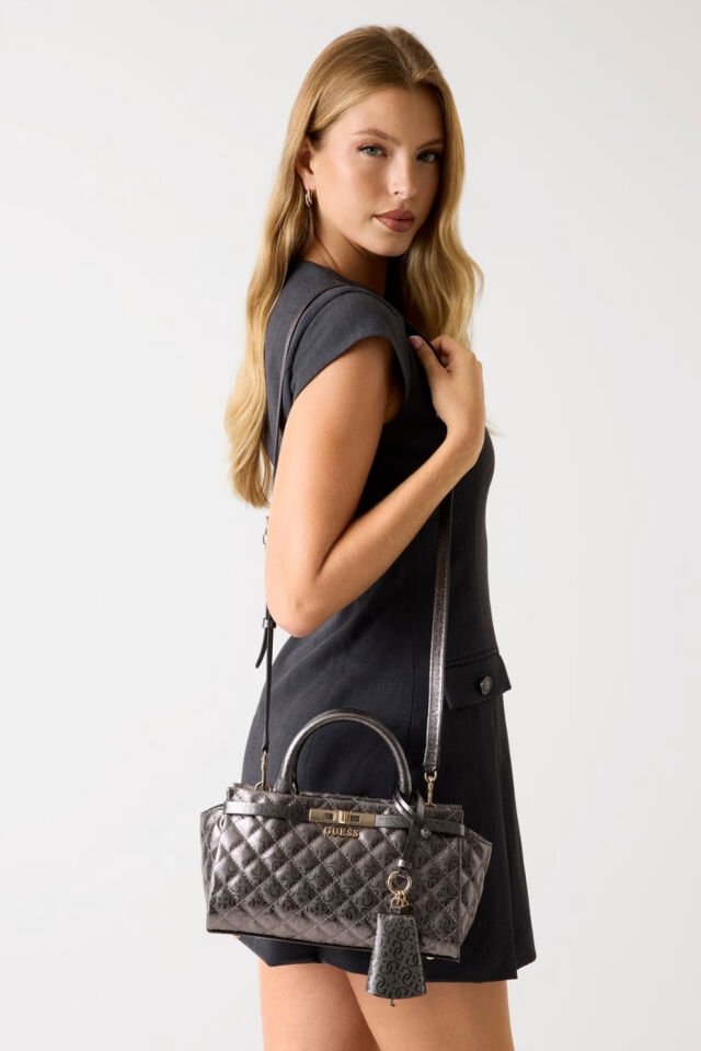 Guess Idra 4G Logolu Patentli Çanta Gümüş