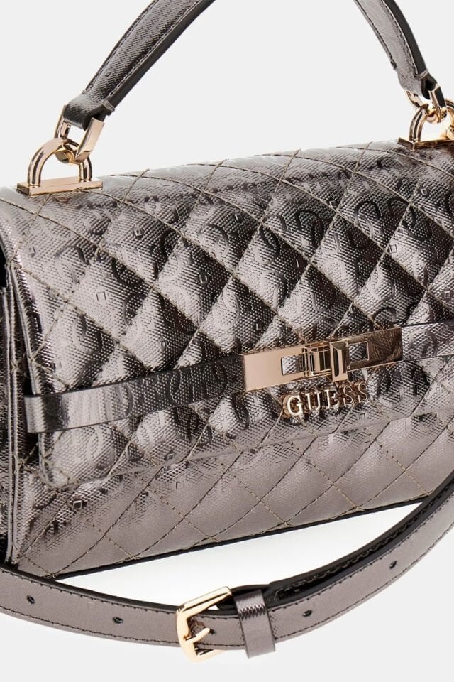 Guess Idra 4G Logolu Patentli Çanta Gümüş