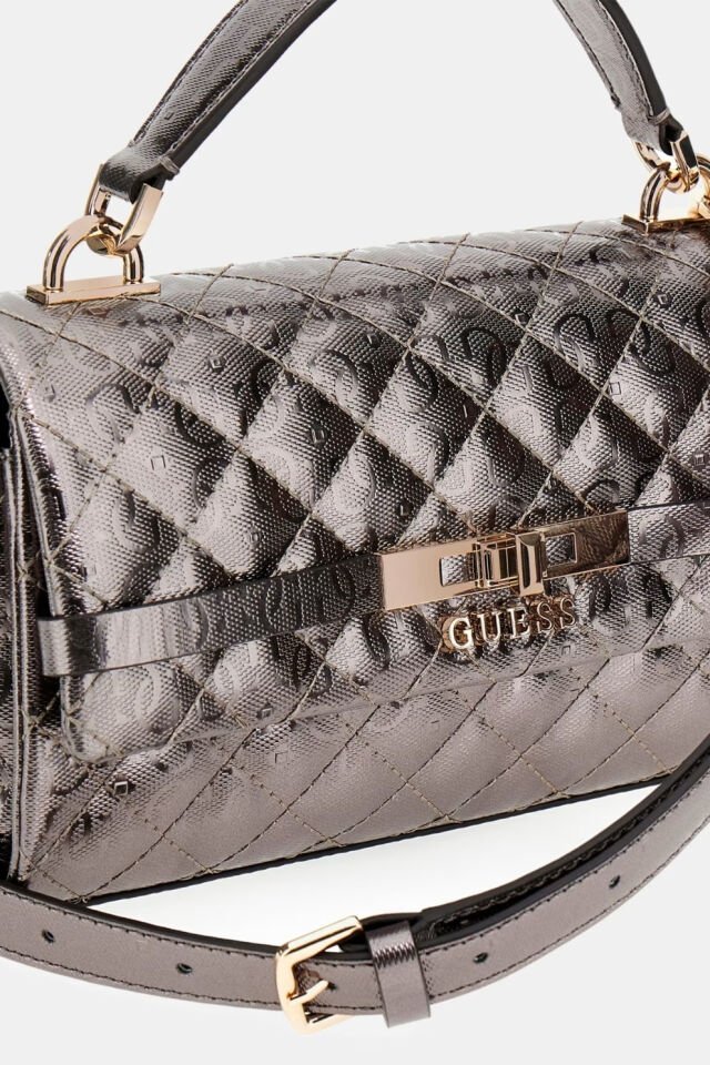 Guess Idra 4G Logolu Patentli Çanta Gümüş