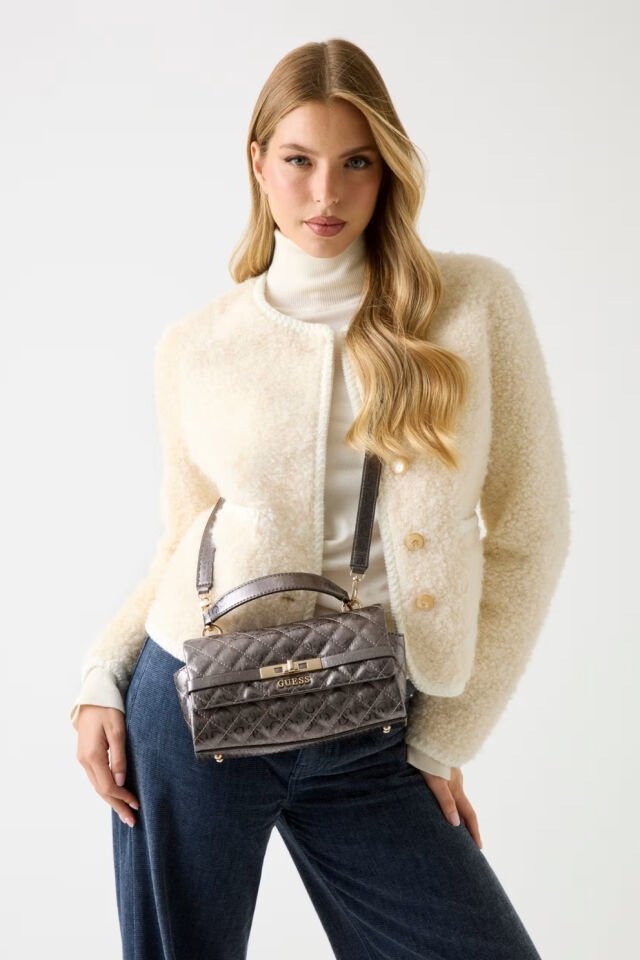 Guess Idra 4G Logolu Patentli Çanta Gümüş