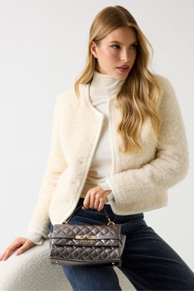 Guess Idra 4G Logolu Patentli Çanta Gümüş