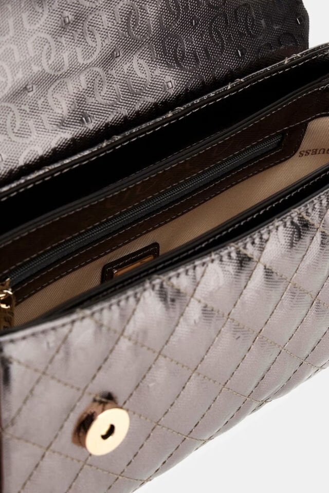 Guess Idra 4G Logolu Patentli Çanta Gümüş