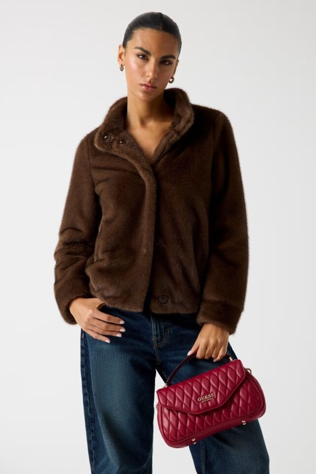 Guess Valla Kapitone Çanta Kırmızı