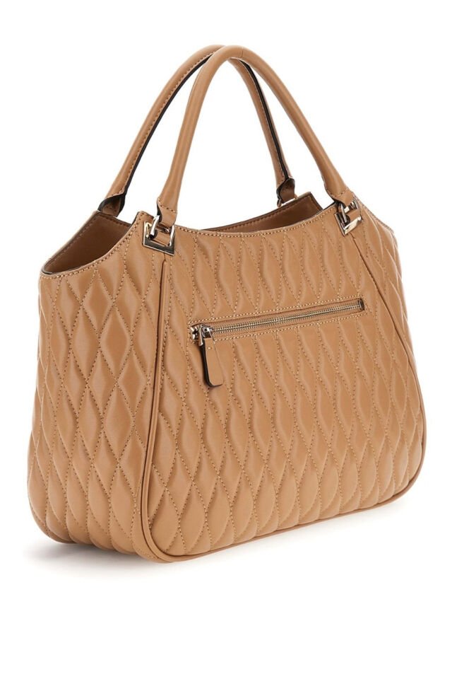 Guess  Valla Kapitoneli Shopper Çanta Kahverengi