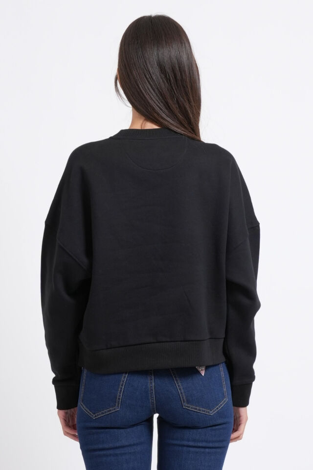 Guess Simli Üçgen Siyah Sweatshirt