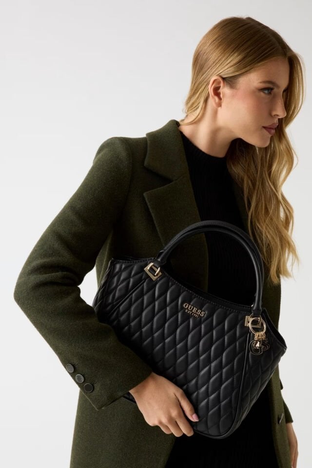 Guess  Valla Kapitoneli Shopper Çanta Siyah