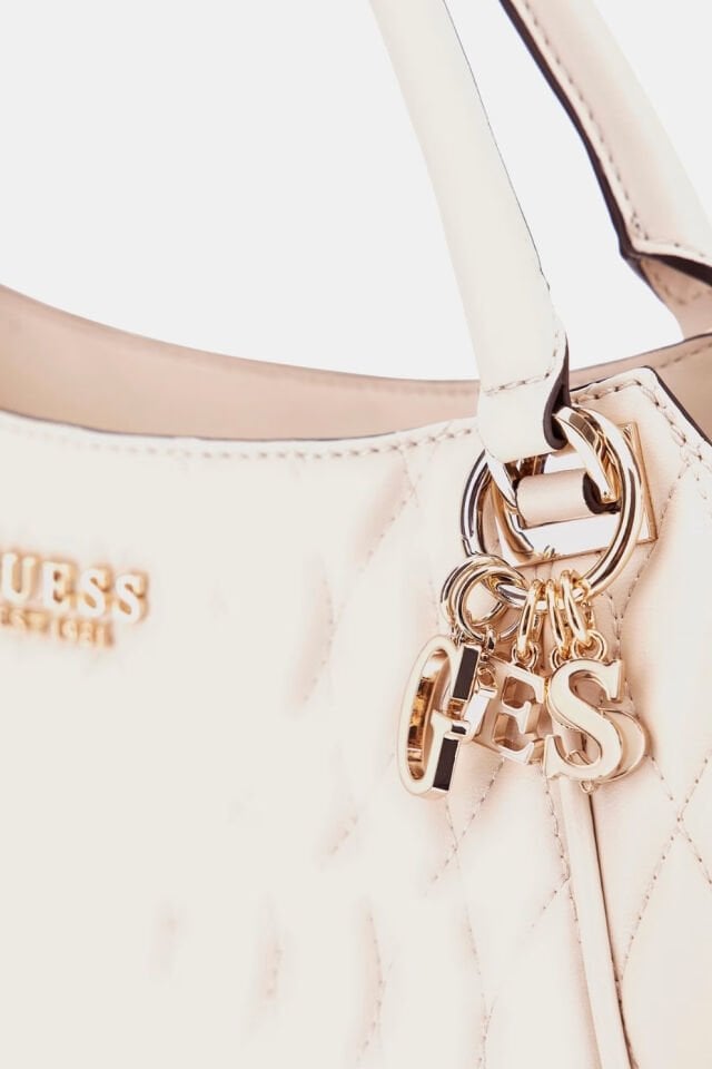 Guess  Valla Kapitoneli Shopper Çanta Krem