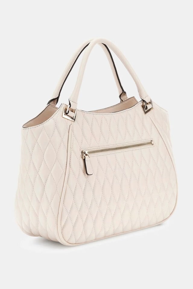 Guess  Valla Kapitoneli Shopper Çanta Krem
